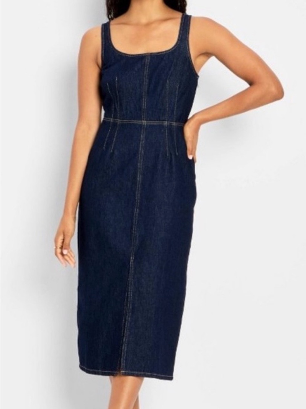 NWT Future Collective Denim MIDI Sheath Dress